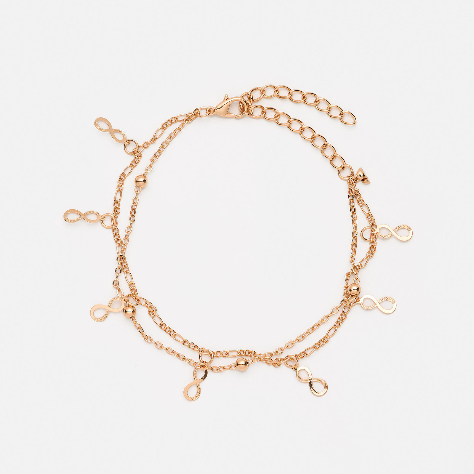 Guldfärgad fotlänk - infinitysymboler, 20+7cm