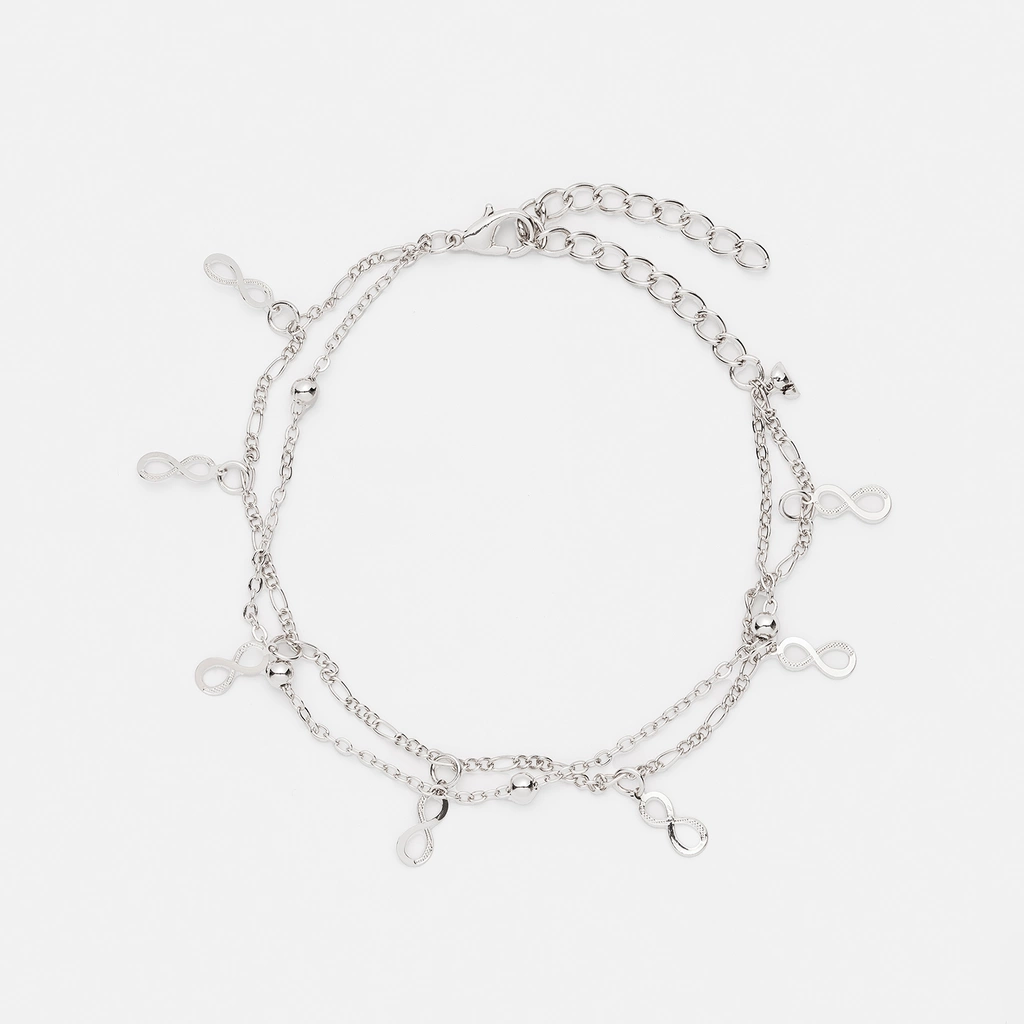 Silverfärgad fotlänk - infinitysymboler, 20+7cm