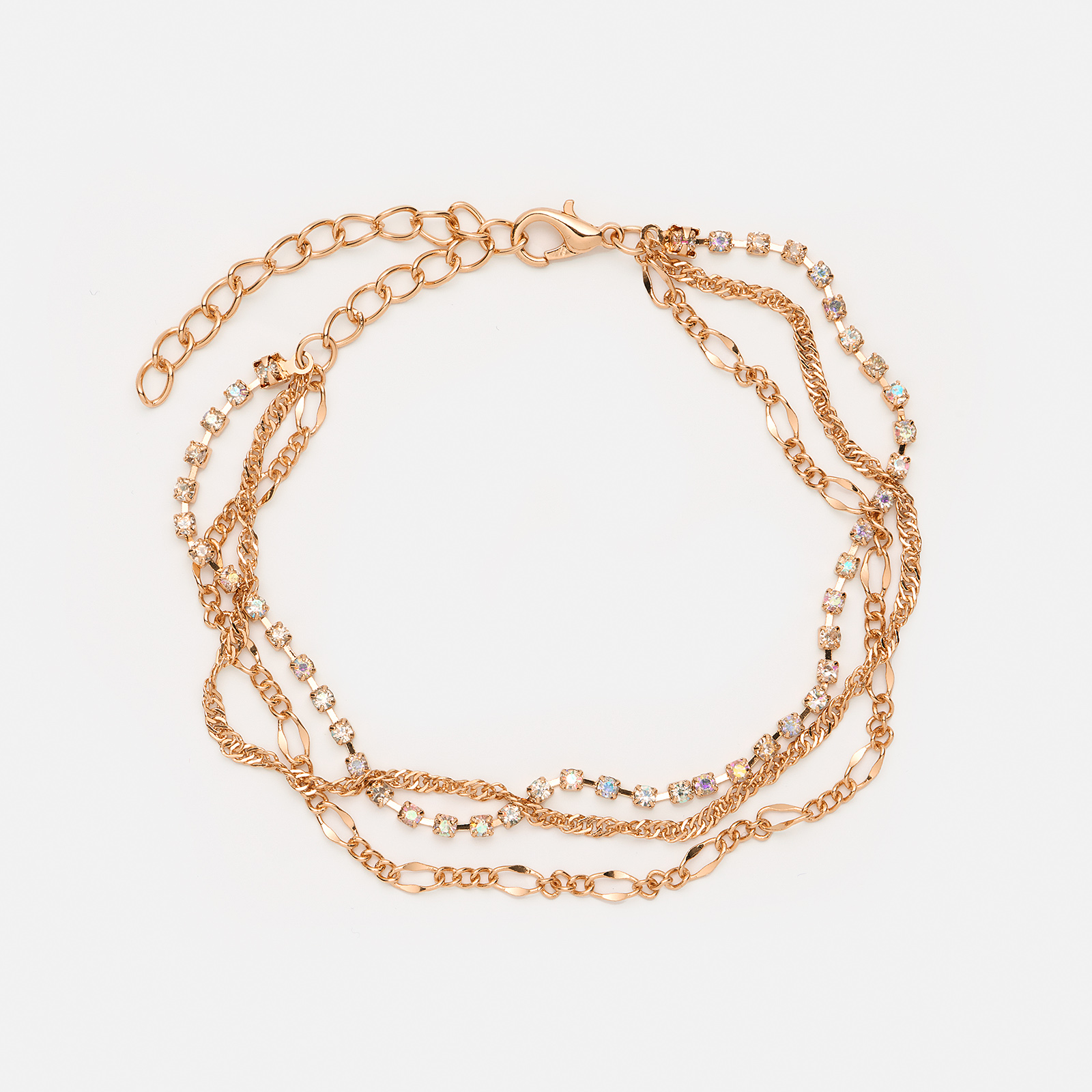 Guldfärgad fotlänk - tre kedjor, 20+7cm