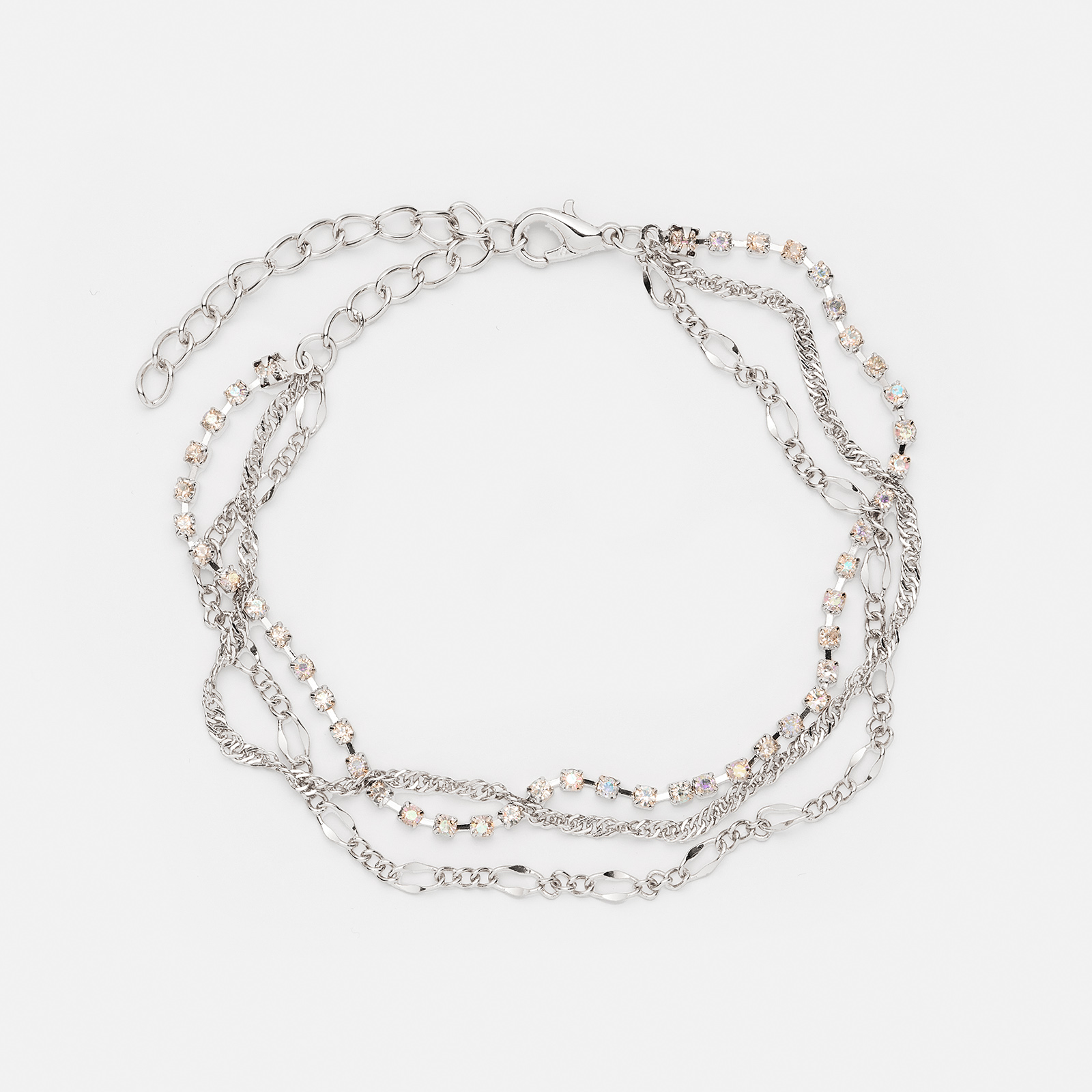 Silverfärgad fotlänk - tre kedjor, 20+7cm