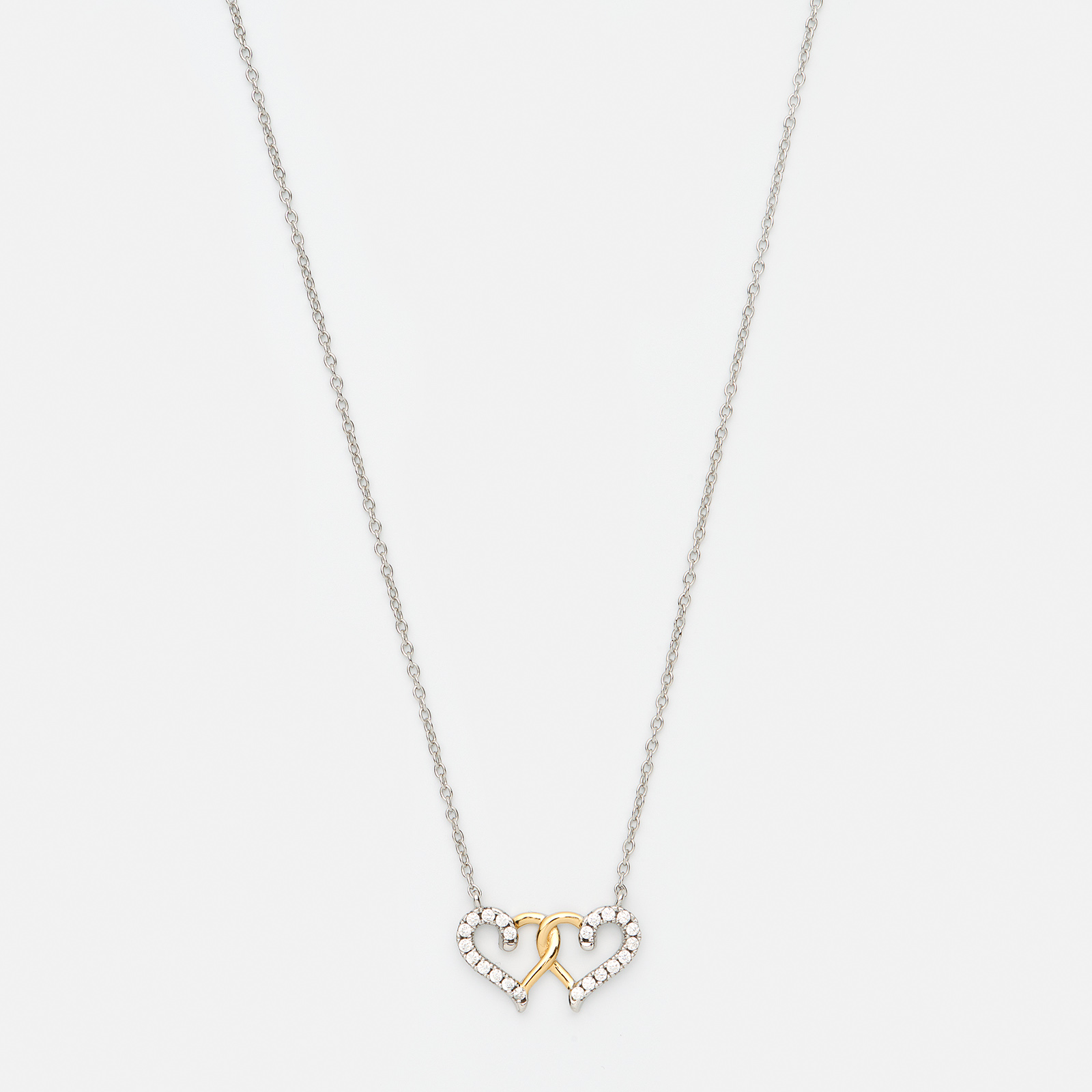 Halsband i silver - dubbelt hjärta, 42+3cm