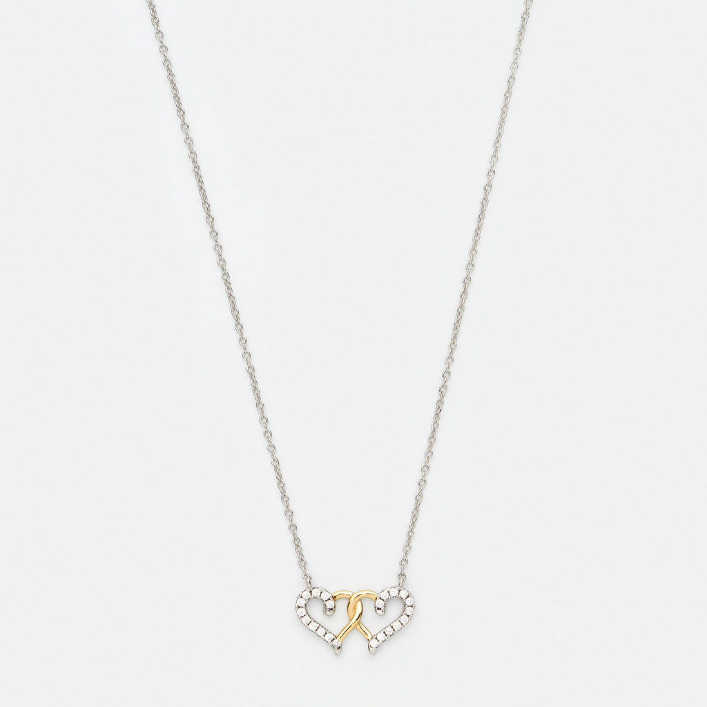 Halsband i silver - dubbelt hjärta, 42+3cm