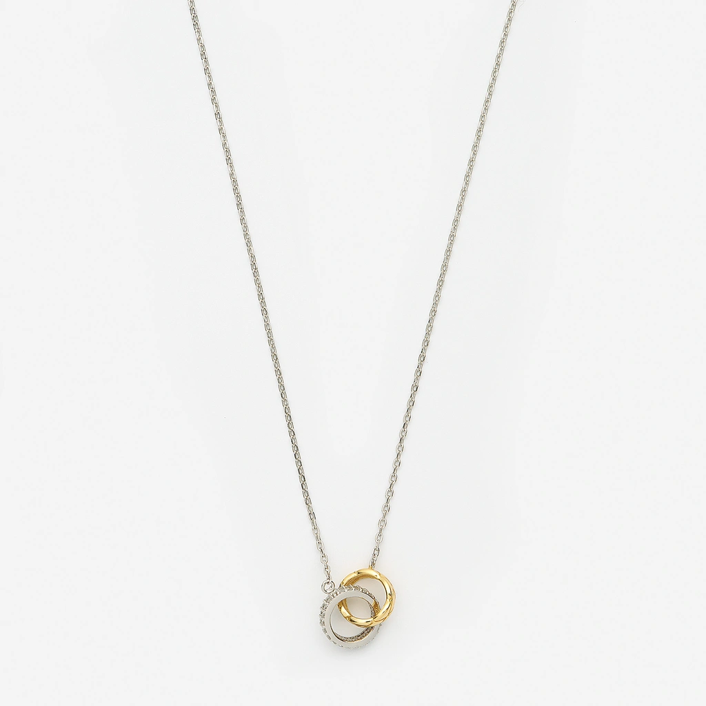 Halsband i silver - bicolorhänge ringar