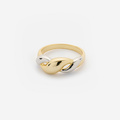 Guldpläterad silverring bicolor - vriden, st. 18,5