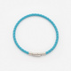 Ljusblått läderarmband med stålspänne, 20cm