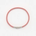 Ljusrosa läderarmband med stålspänne, 19cm