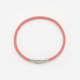 Ljusrosa läderarmband med stålspänne, 18cm
