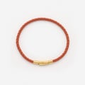 Orange läderarmband med stålspänne, 16cm