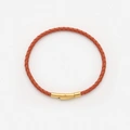 Orange läderarmband med stålspänne, 18cm