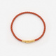 Orange läderarmband med stålspänne, 20cm