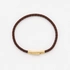 Brunt läderarmband med stålspänne, 16cm