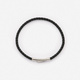 Svart läderarmband med stålspänne, 19cm