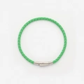Limegrönt läderarmband med stålspänne, 20cm