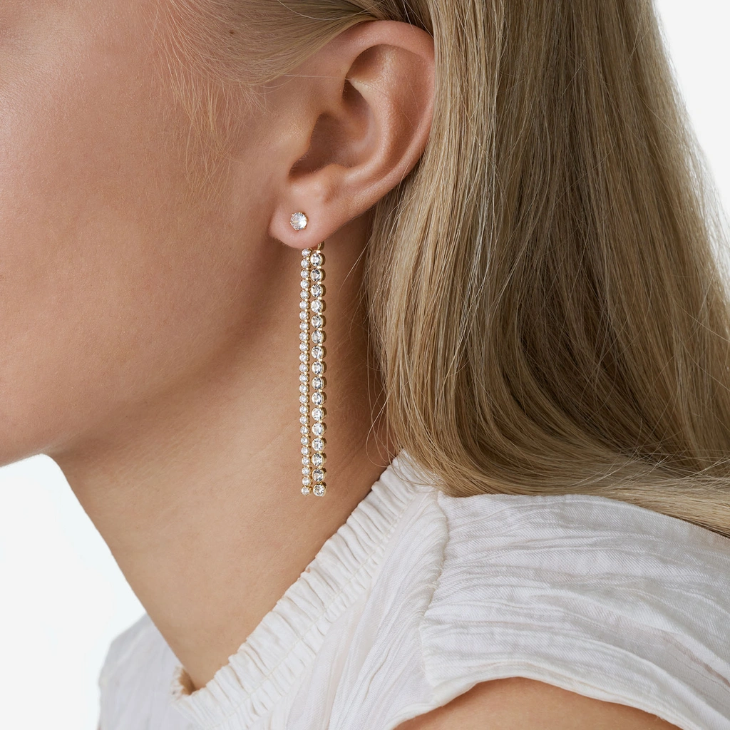 18k guldpläterade örhängen - två rader Zirkonia