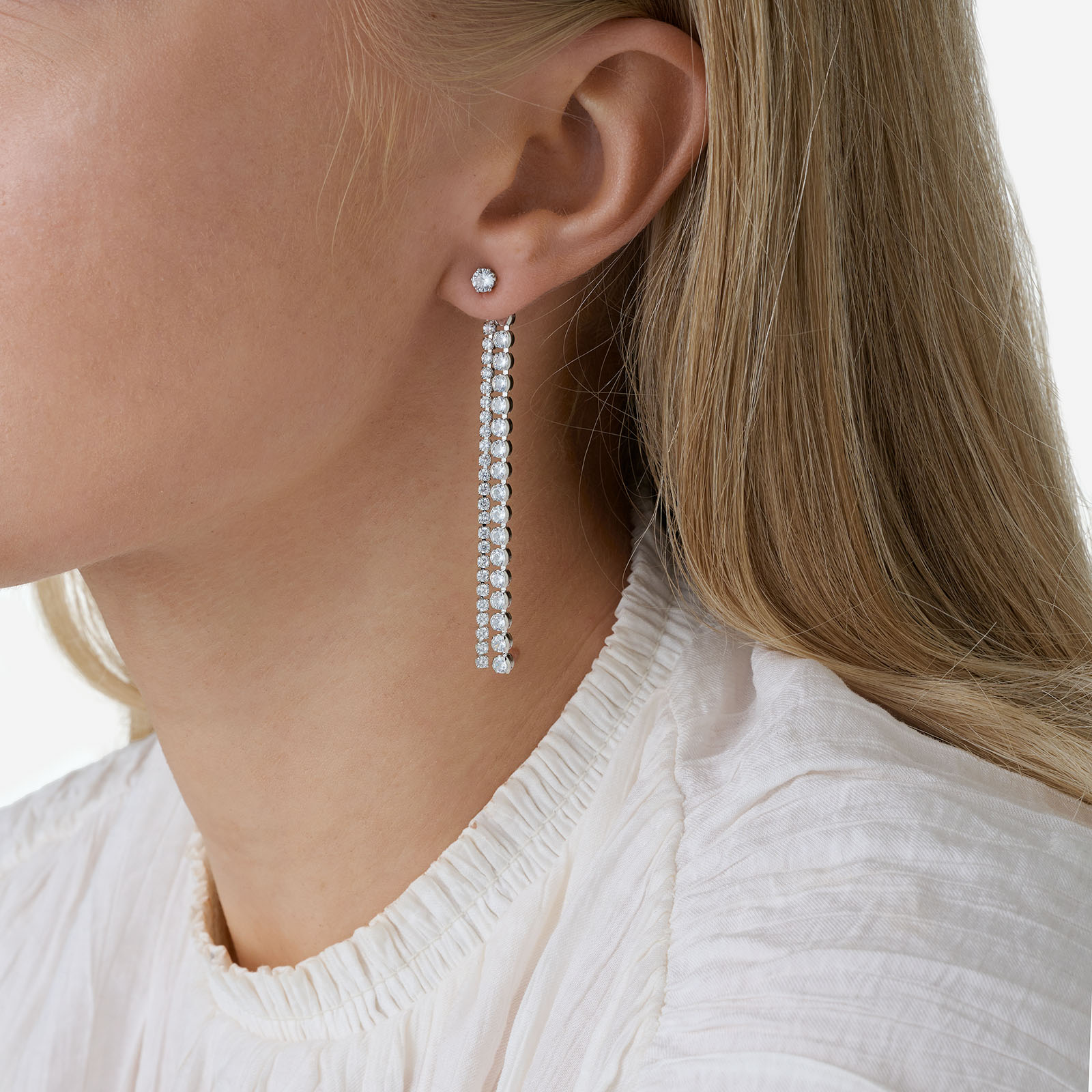 Rhodiumpläterade örhängen - hoops med hjärtan, 15mm