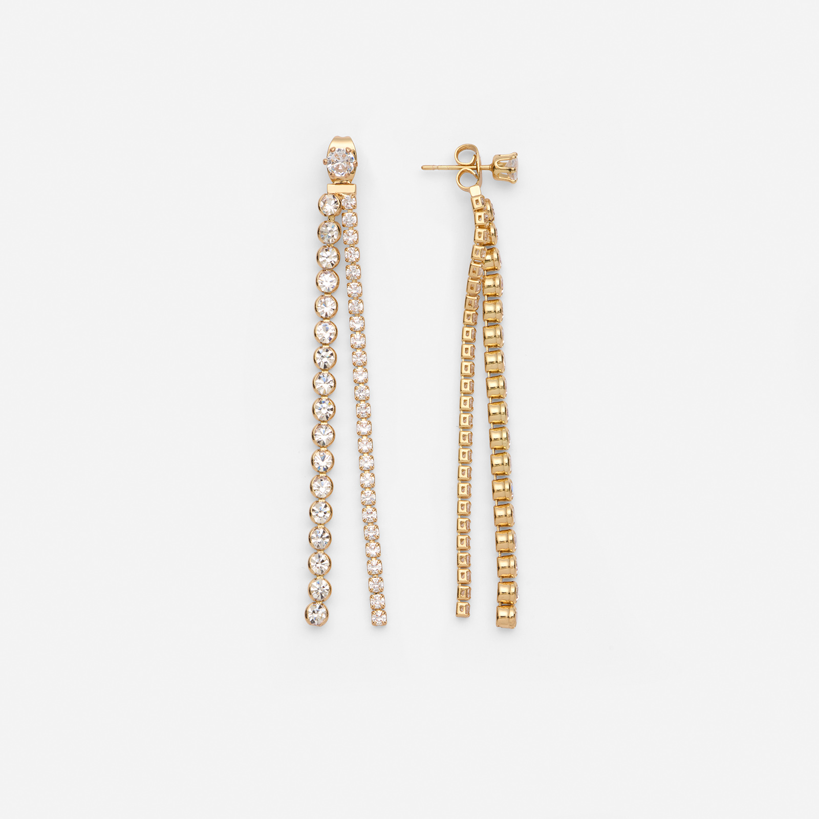 18k guldpläterade örhängen - två rader Zirkonia
