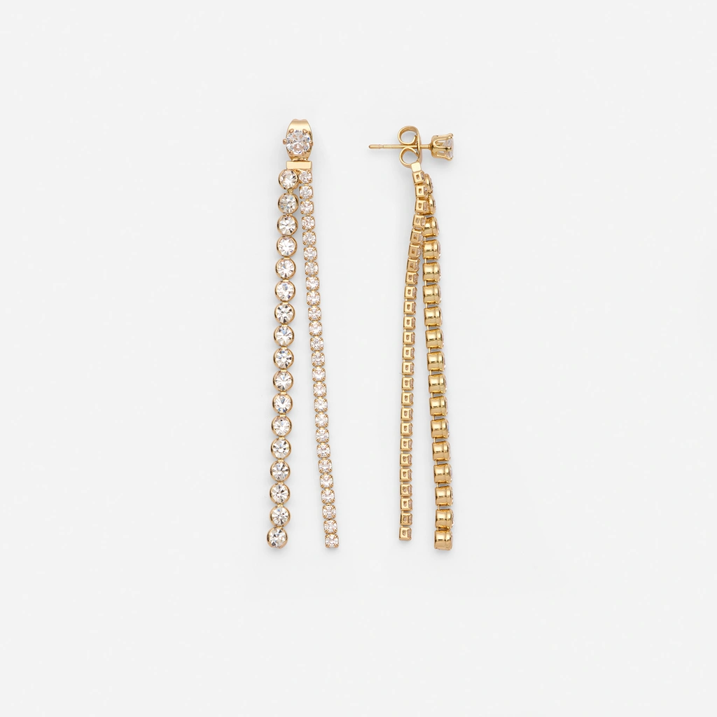 18k guldpläterade örhängen - två rader Zirkonia