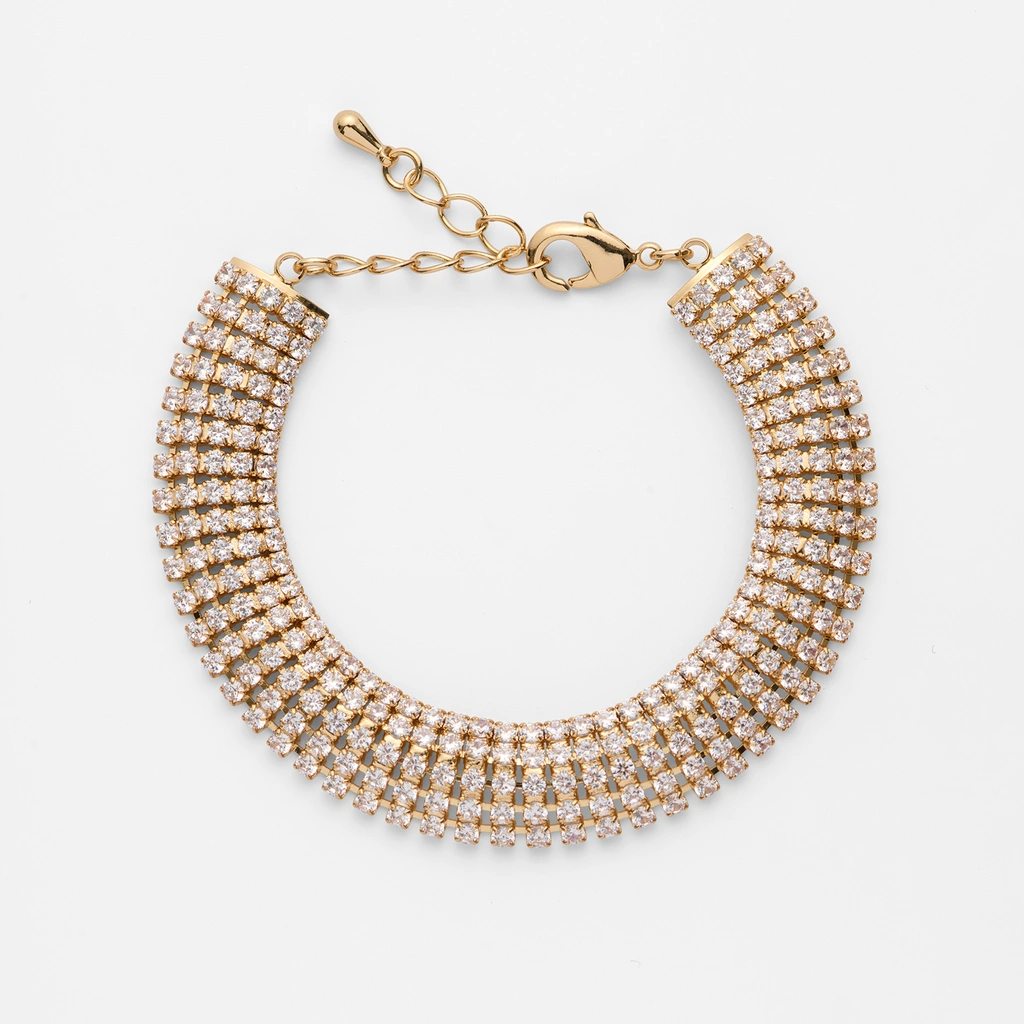 18k guldpläterat armband med fem rader Zirkonia