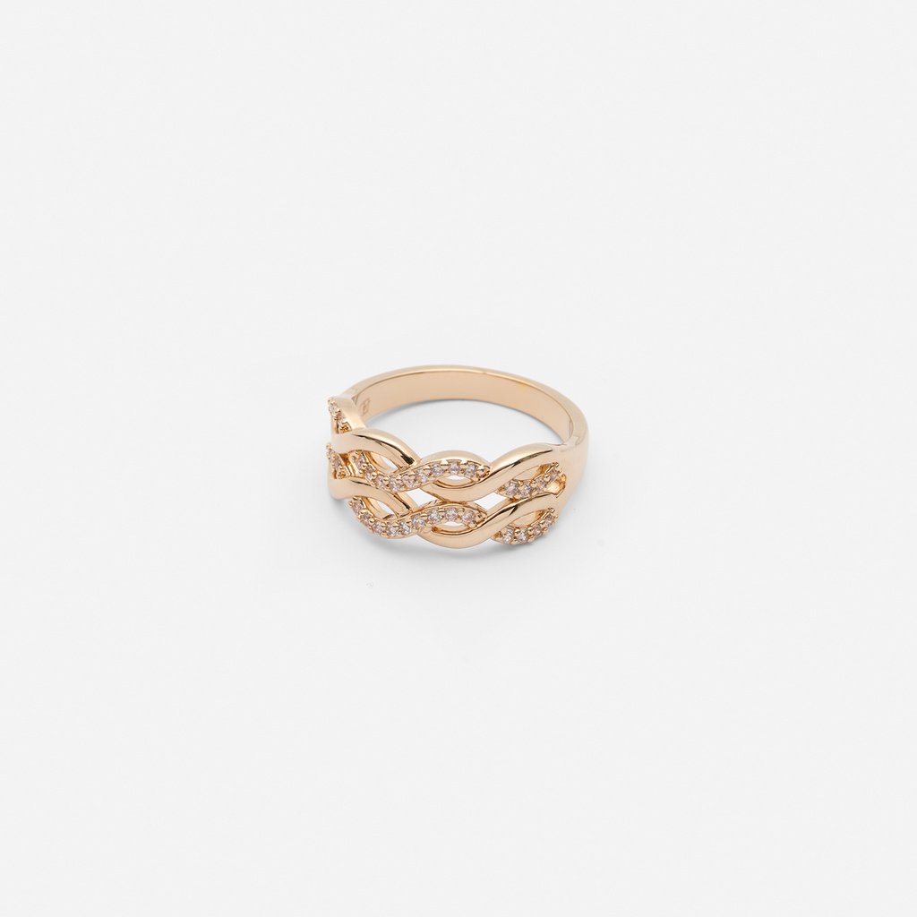 18k Guldpläterad ring - dubbel twist, st.16