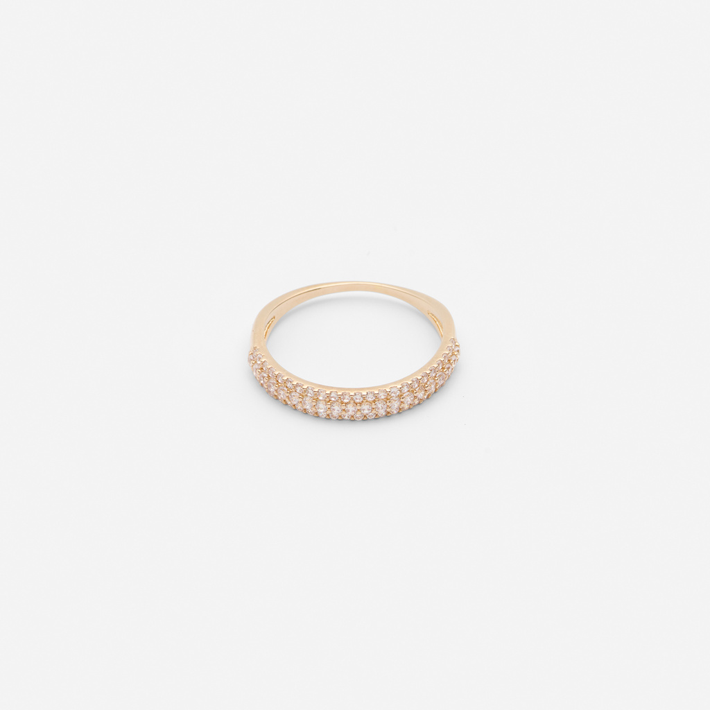18k Guldpläterad ring - 3 rader Zirkonia, st.16