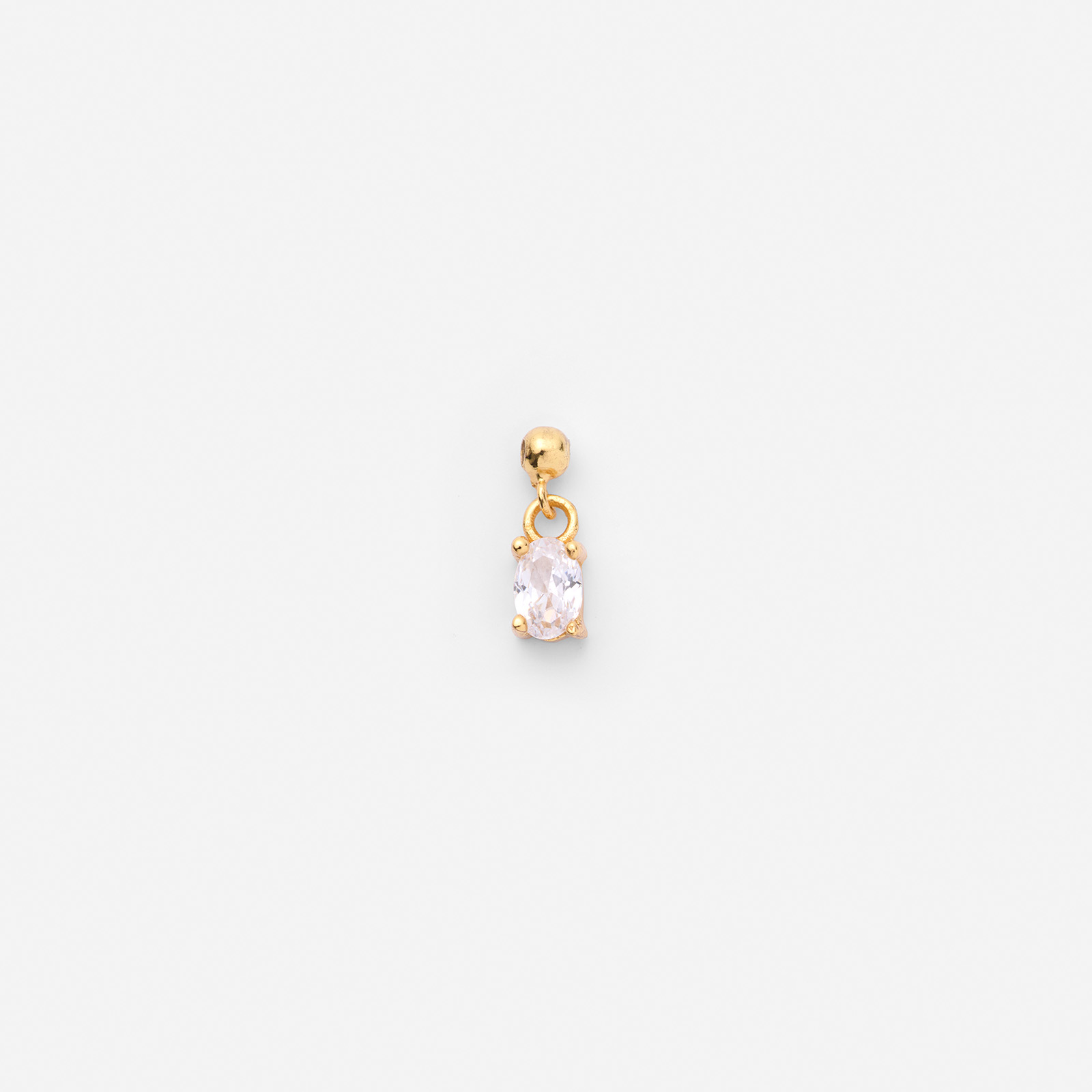 Guldpläterat hängsmycke i silver - oval vit sten