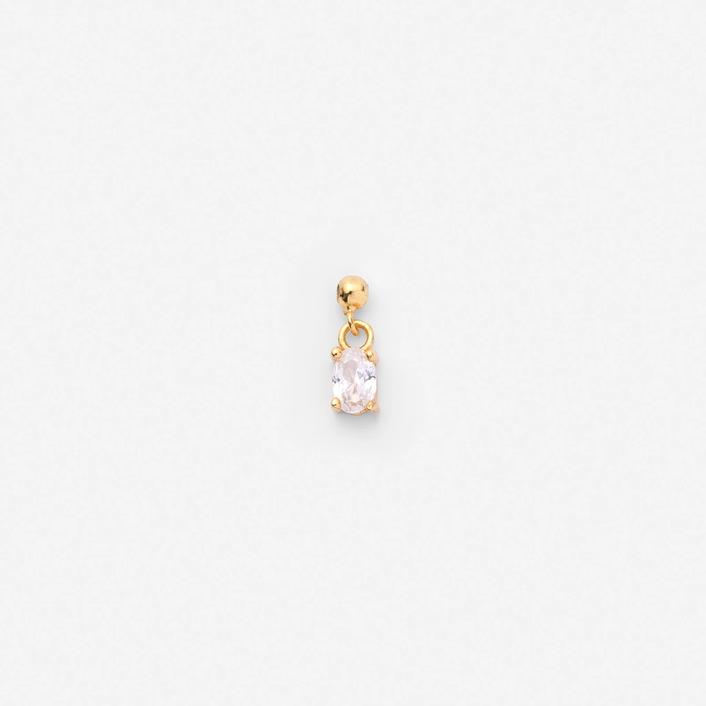 Guldpläterat hängsmycke i silver - oval vit sten