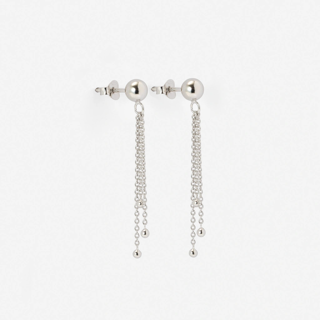 Örhängen i äkta silver - tre kedjor med kulor
