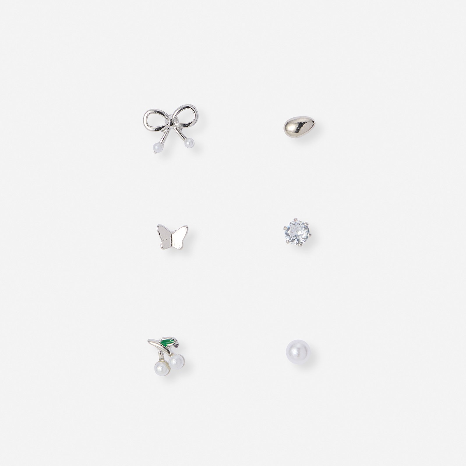 6 silverfärgade studs - olika motiv 1