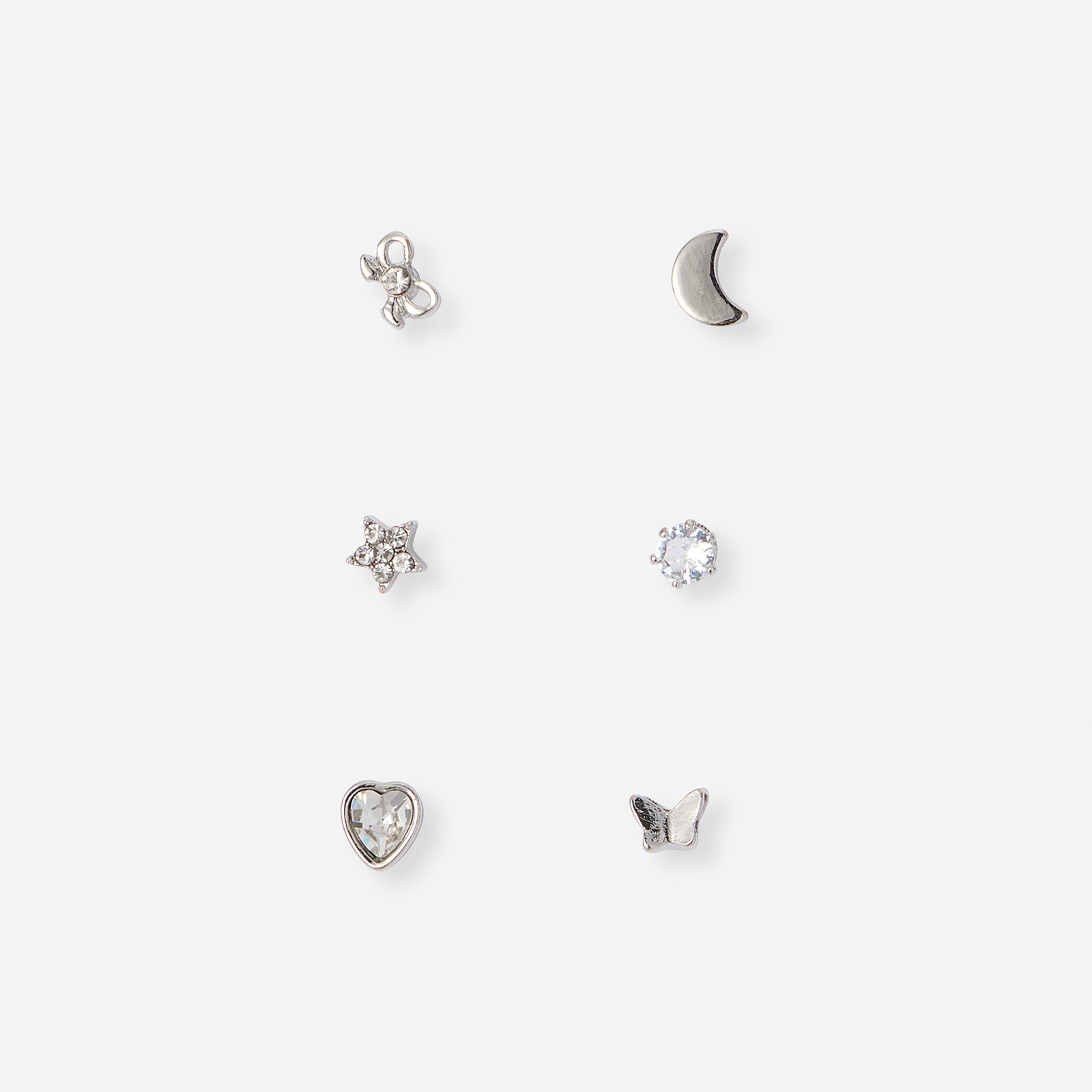 6 silverfärgade studs - olika motiv 2