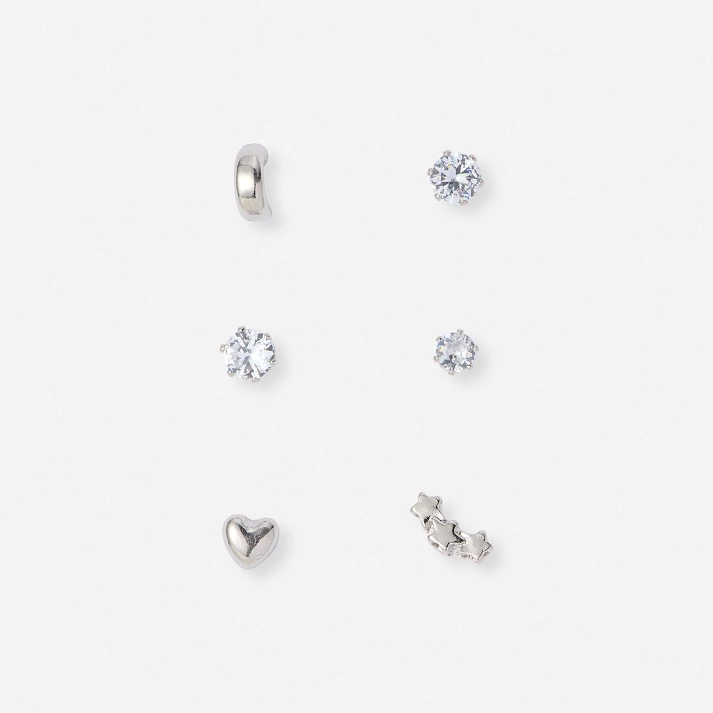 6 silverfärgade studs - olika motiv 3
