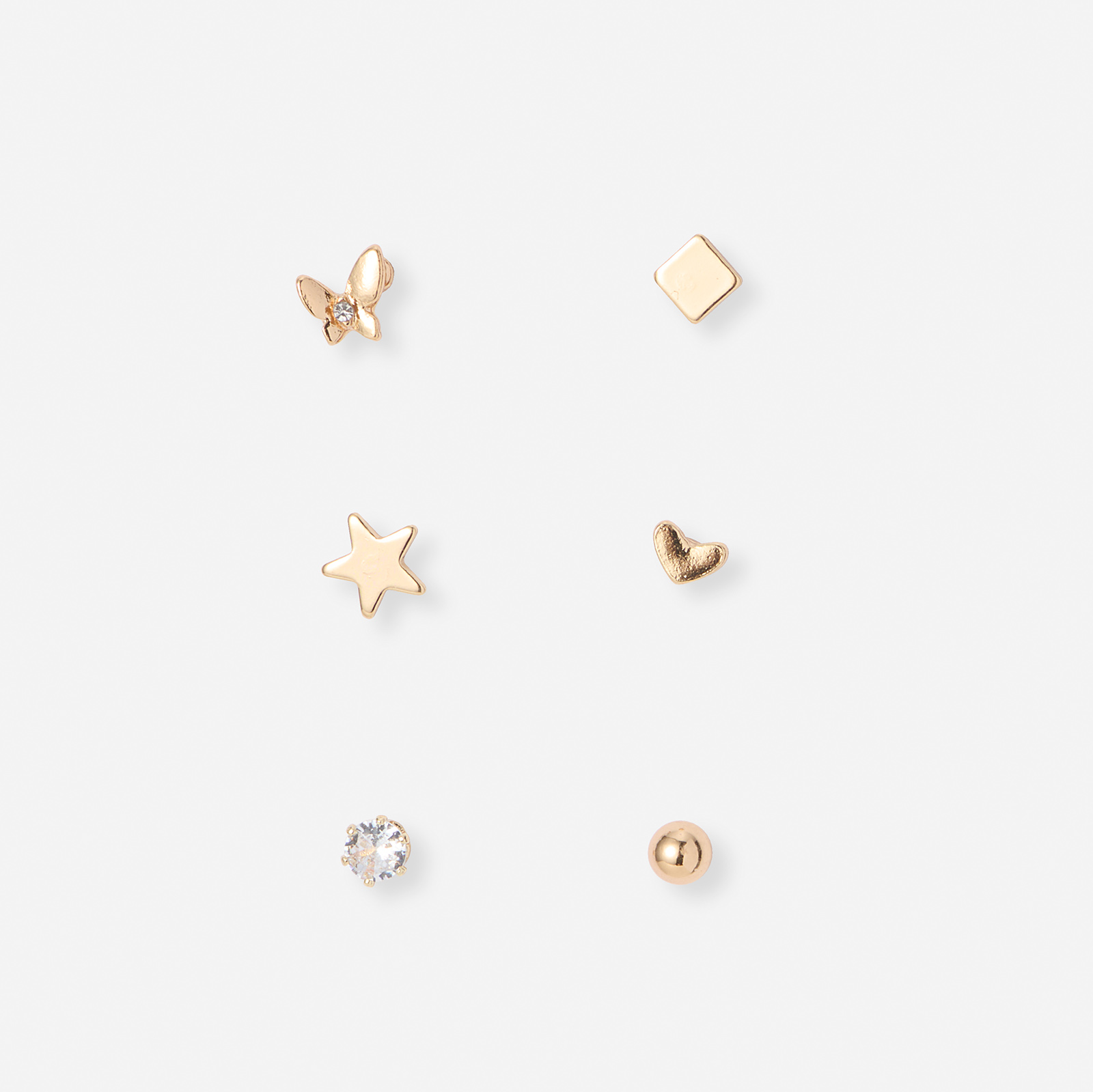 6 guldfärgade studs - olika motiv 6