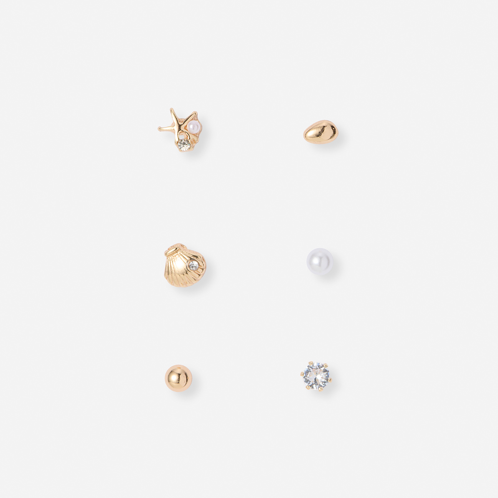 6 guldfärgade studs - olika motiv 8