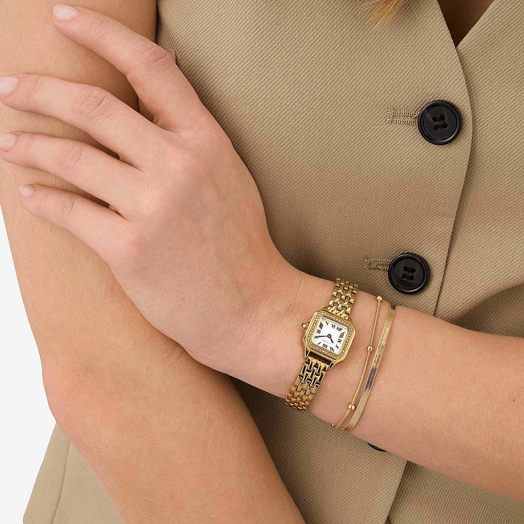 Ivy n Rox klockset dam - kvadratisk, guld 20x20mm