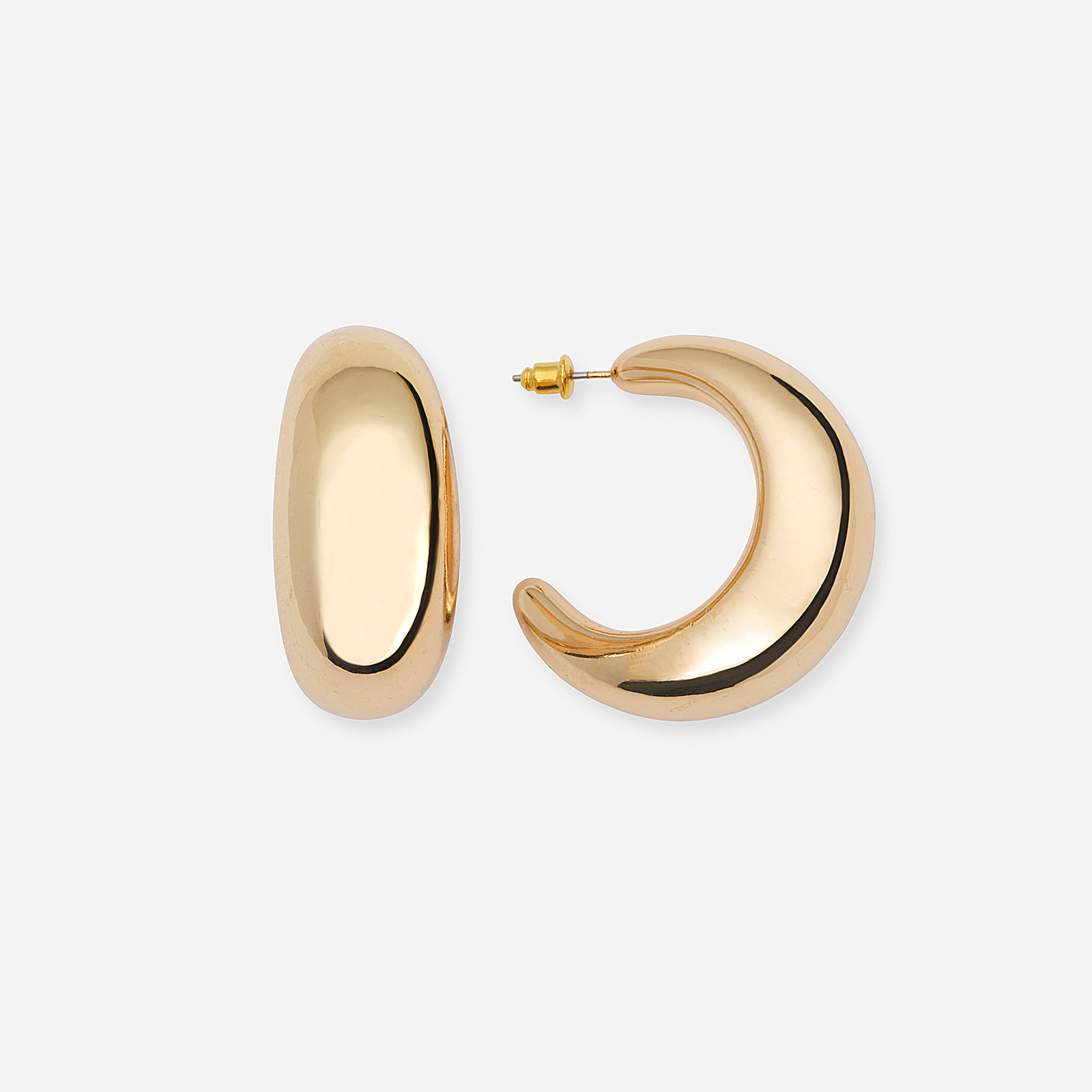 Guldfärgade örhängen - breda halvcreoler, 40mm