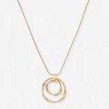 Guldfärgat halsband - vridna ringar, 60+6cm