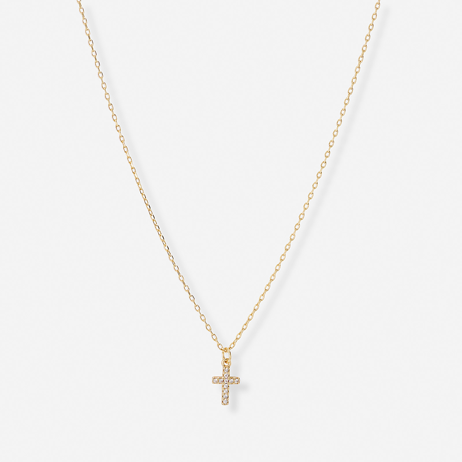 Guldfärgat halsband, kors, 42+7cm