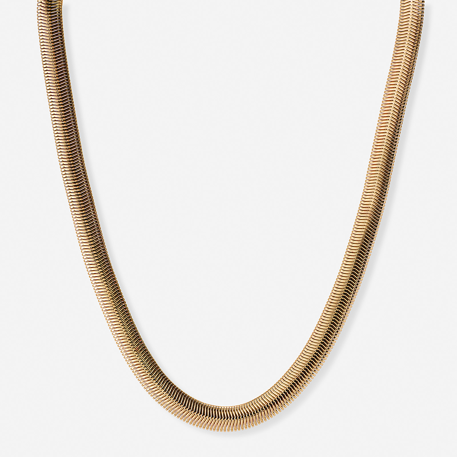 Guldfärgat halsband, fiskbenskedja, 42+7cm