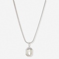 Silverfärgat halsband, åttkantigt hänge, 49+7cm
