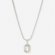 Silverfärgat halsband, åttkantigt hänge, 49+7cm