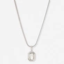 Silverfärgat halsband, åttkantigt hänge, 49+7cm Silverfärgat halsband, åttkantigt hänge, 49+7cm