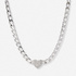 Silverfärgat halsband, glitterhjärta, 38+7cm