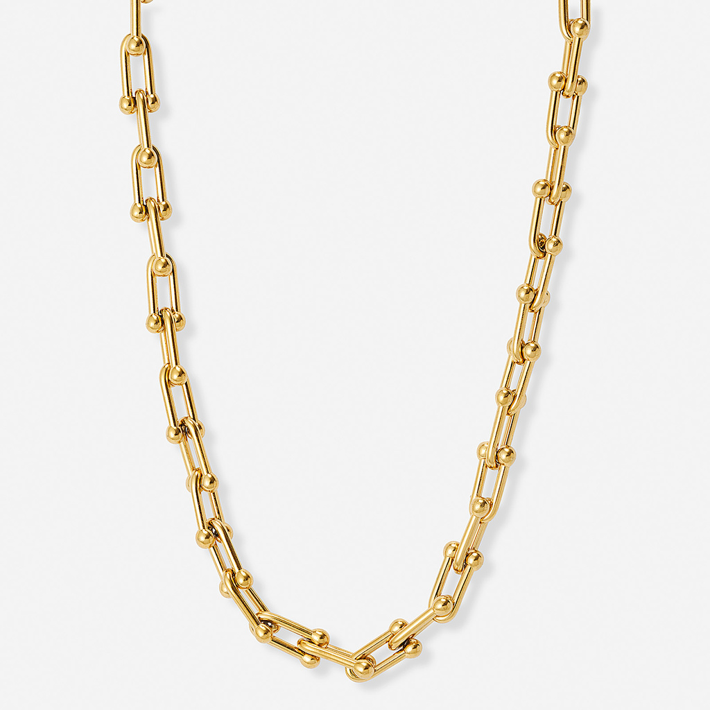 Guldfärgat halsband, byglar, 40+5cm