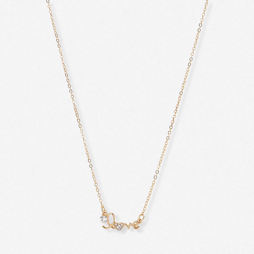 Guldfärgat halsband "LOVE" - 42+7cm
