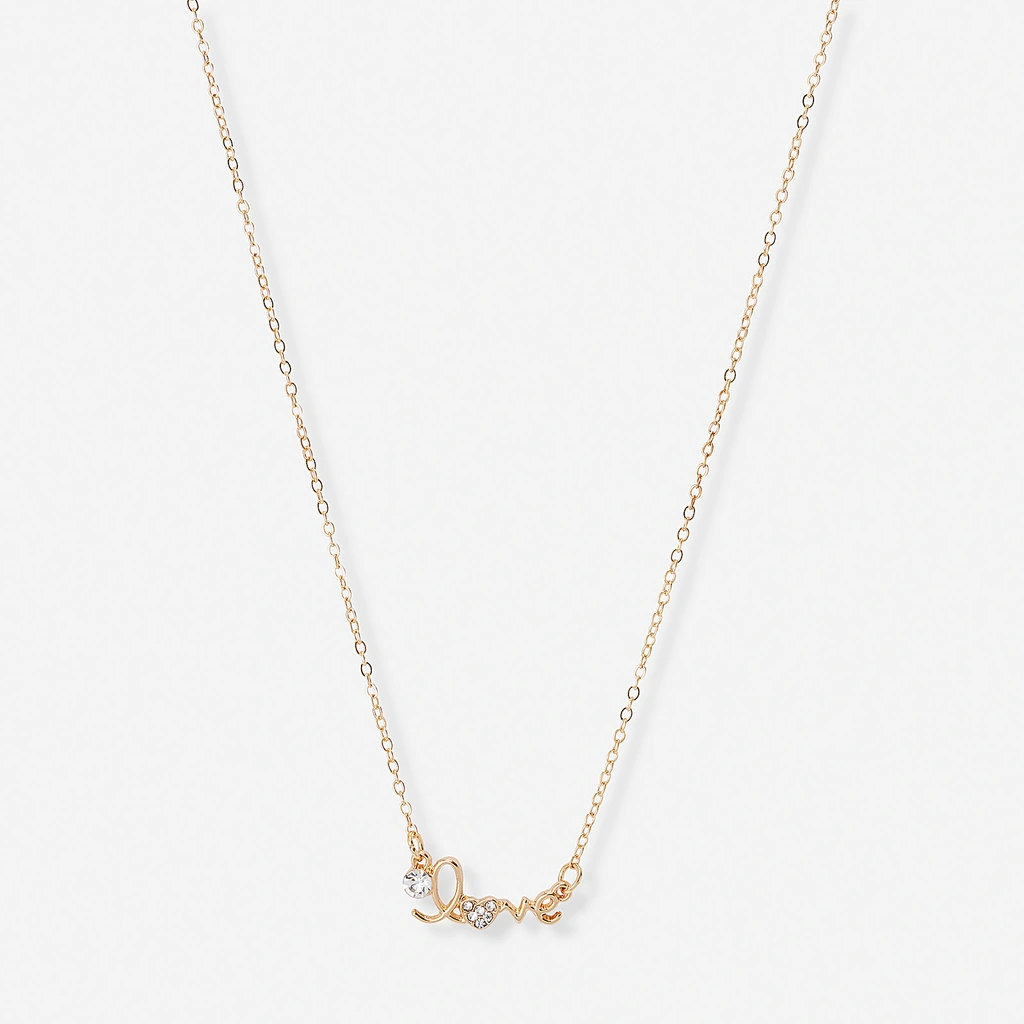 Guldfärgat halsband "LOVE" - 42+7cm