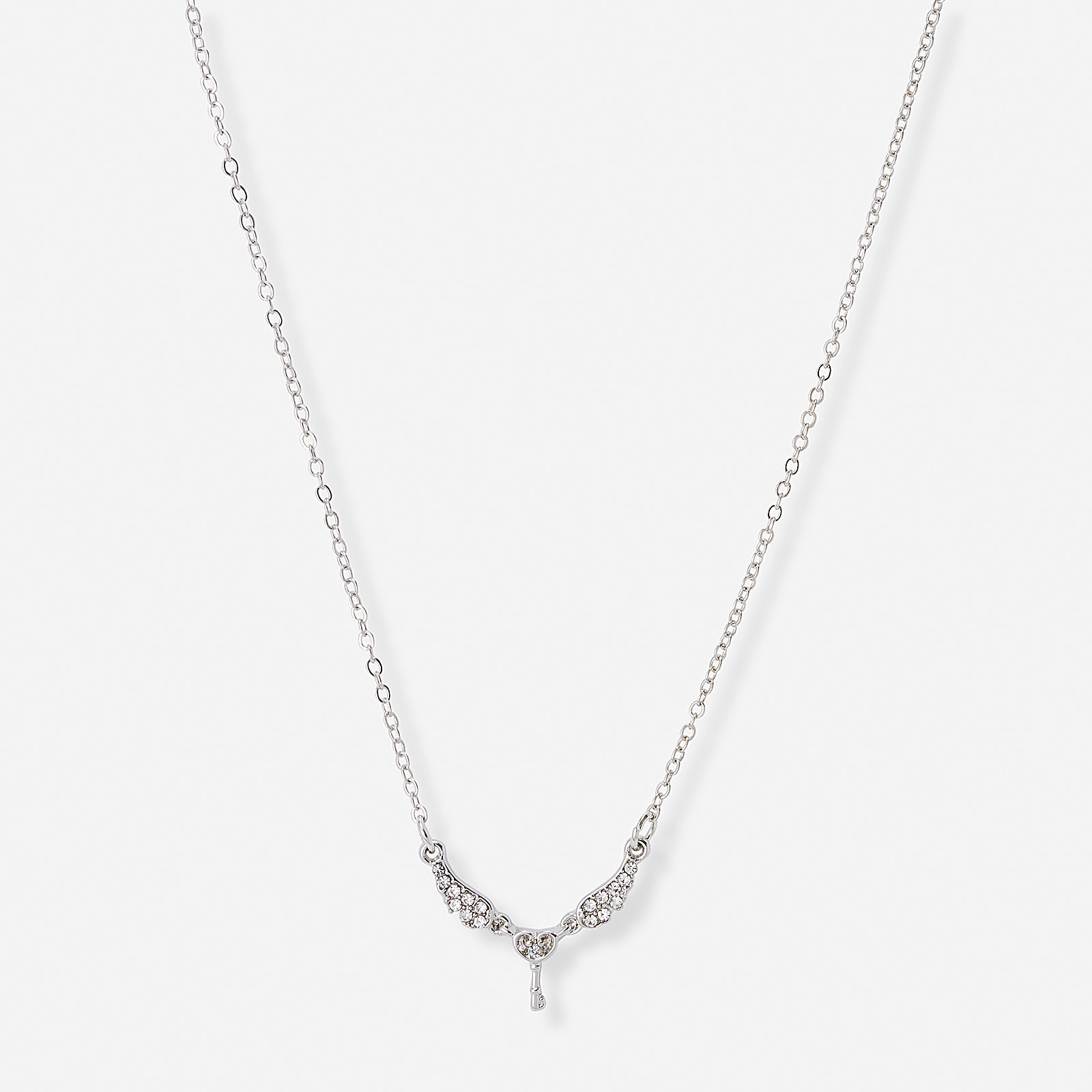 Silverfärgat halsband, nyckel, 42+7cm