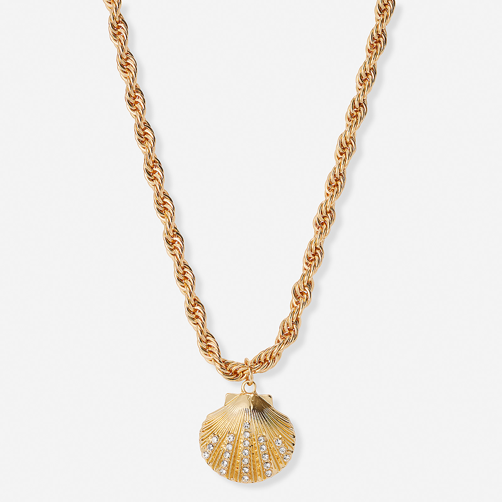 Guldfärgat halsband, cordell & snäcka, 38+7cm