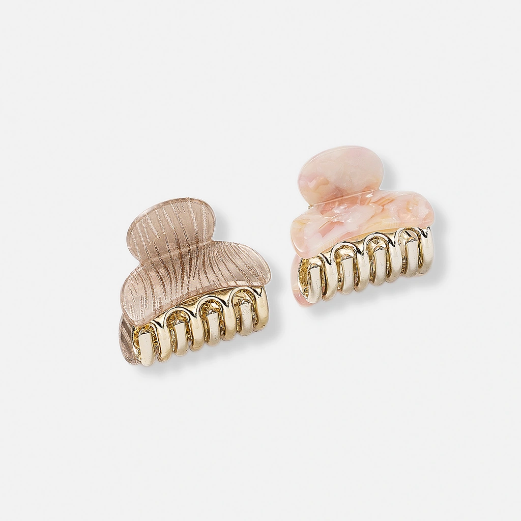 Tvåpack hårklämmor rosa/brun- 35mm