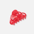 Hårklämma i melerad röd plast, 8cm