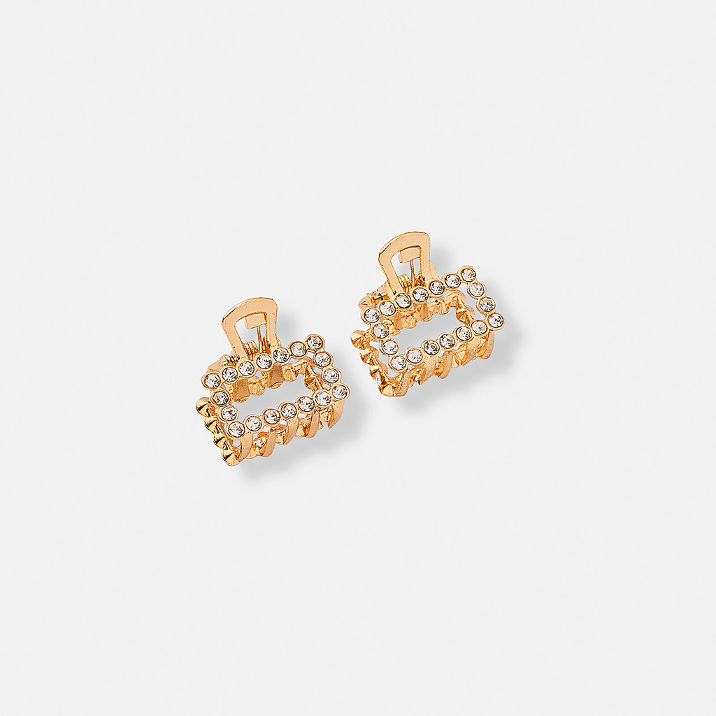 2-pack guldfärgade mini hårklämmor, 2cm