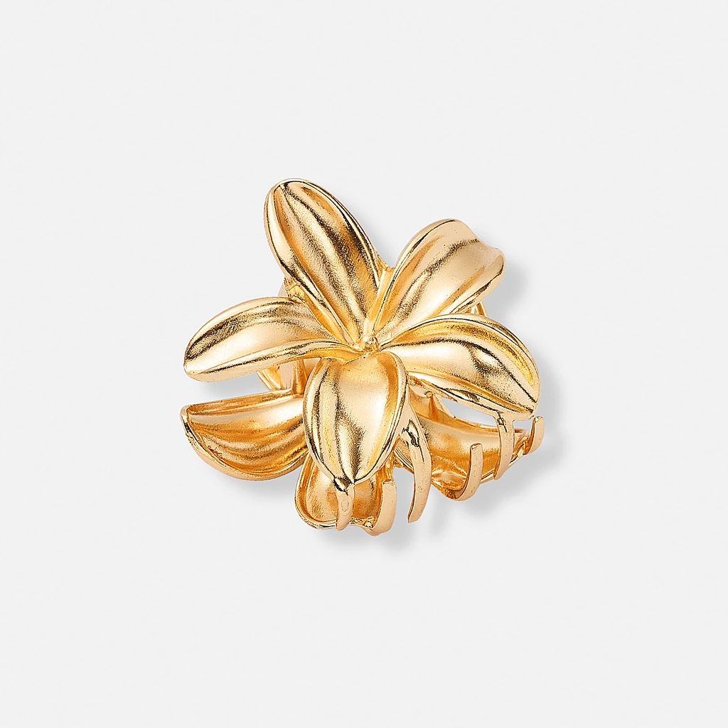 Guldfärgad hårklämma - blomma, 5 cm